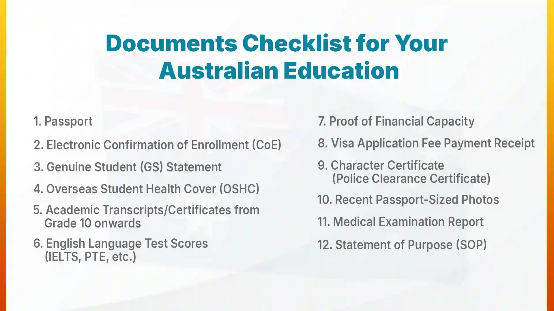 Documents Checklist for Your Australian Education