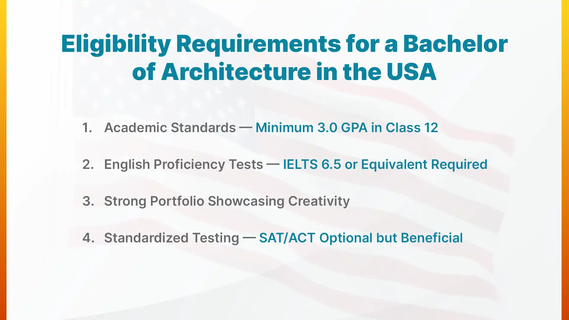 What are the Eligibility Requirements for a Bachelor of Architecture in the USA