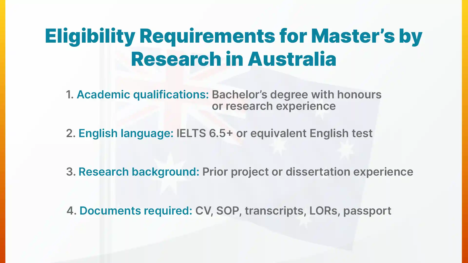 Eligibility Requirements for Master’s by Research in Australia