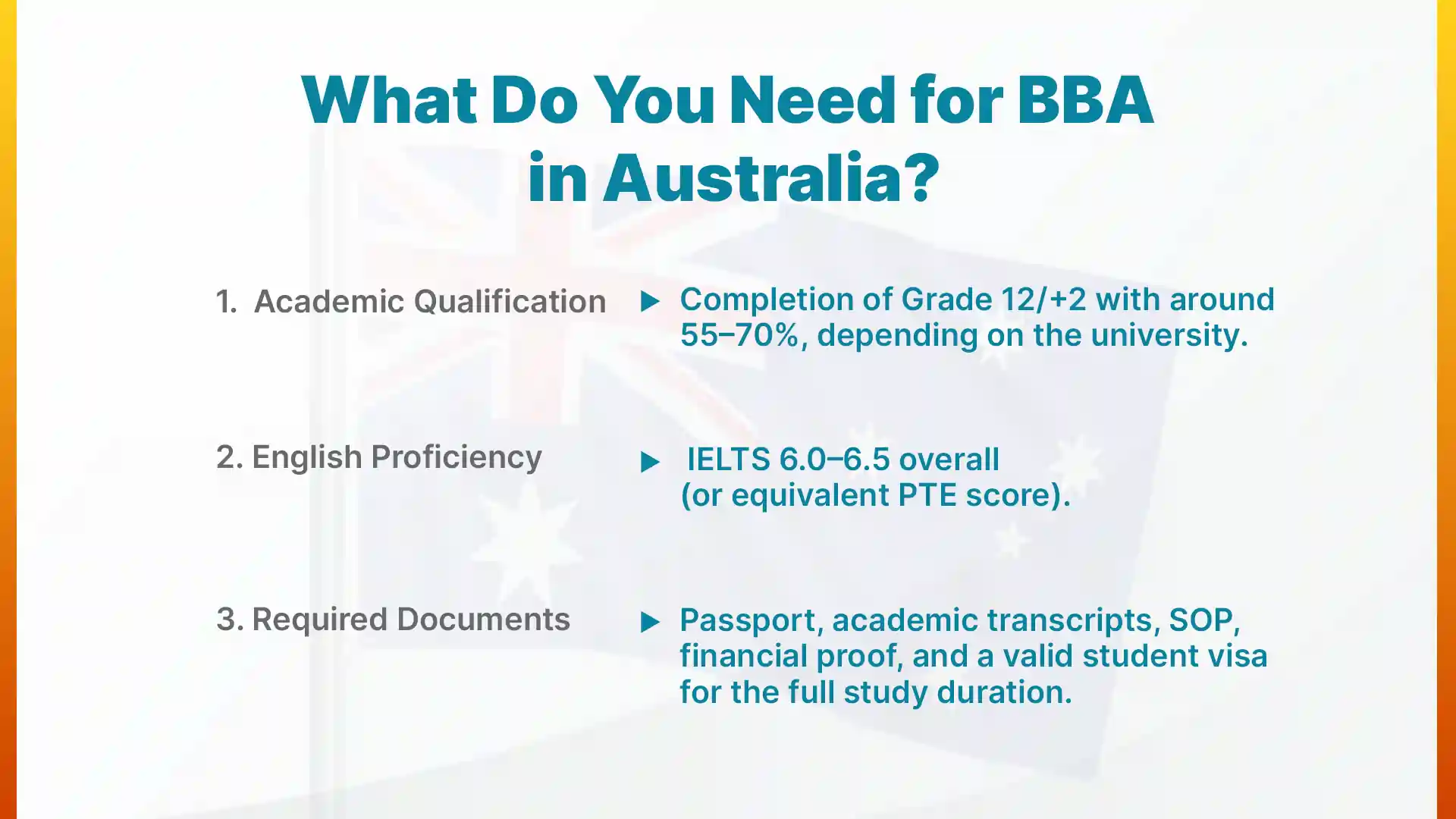 requirements to study bba in australia for nepalse students