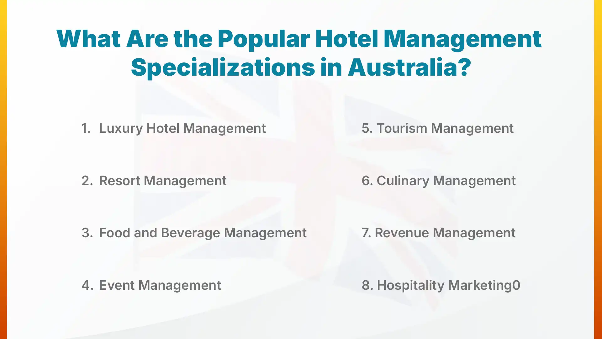 Popular Hotel Management Specializations in Australia