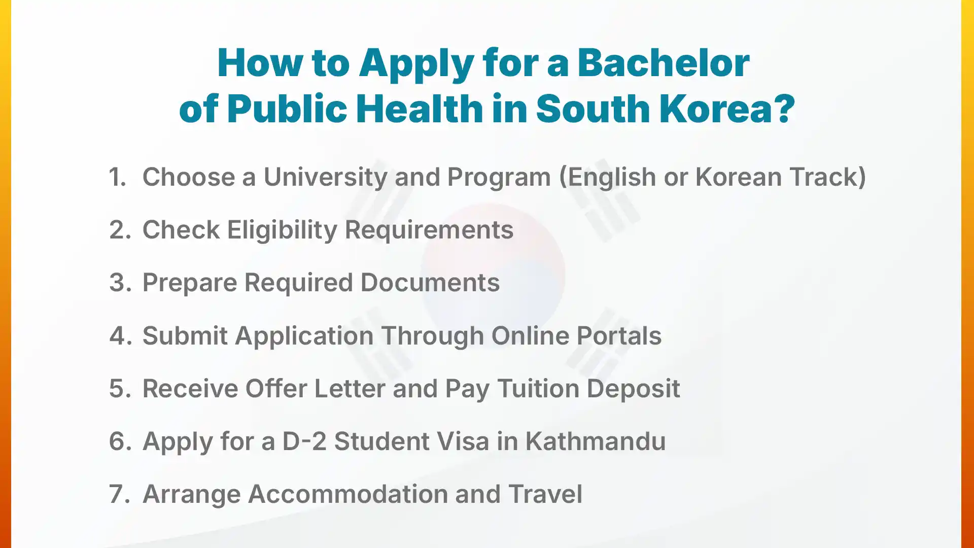 How to Apply for a Bachelor of Public Health in South Korea