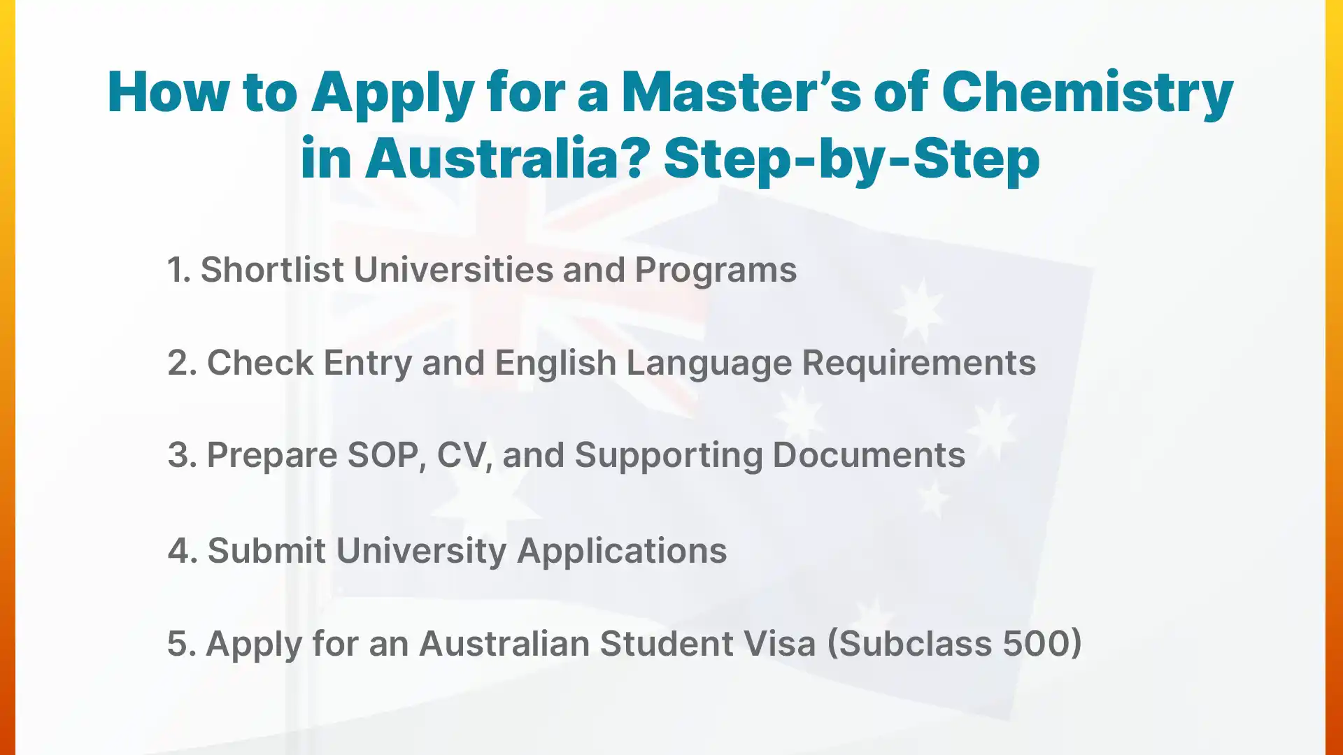 How to Apply for a Master’s of Chemistry in Australia