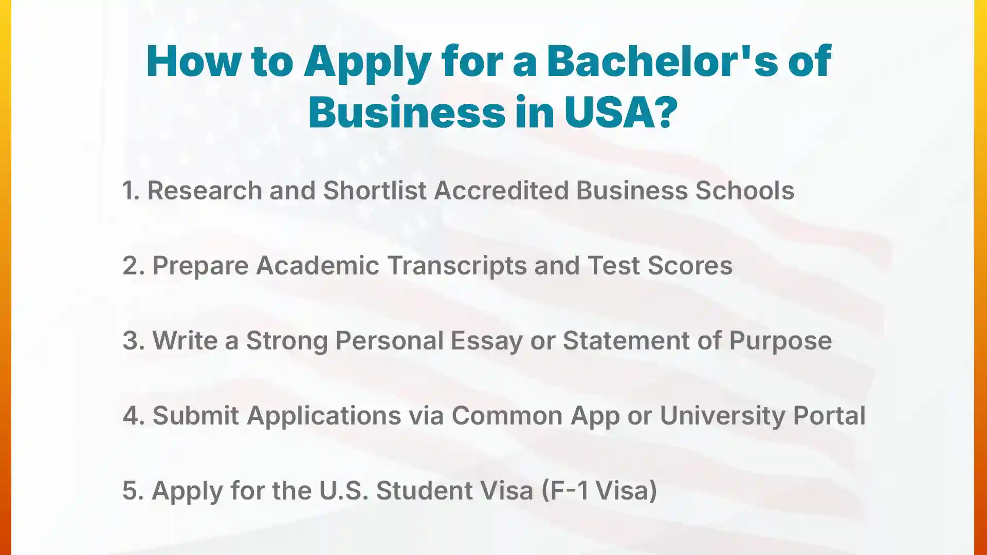 how to apply for bachelors of business in usa
