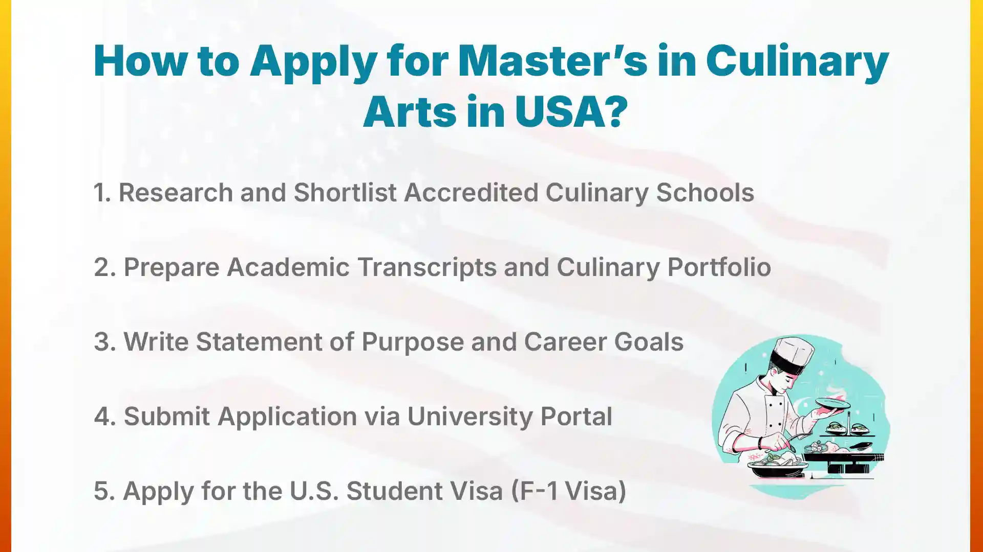 how to apply for masters in culinary arts in usa