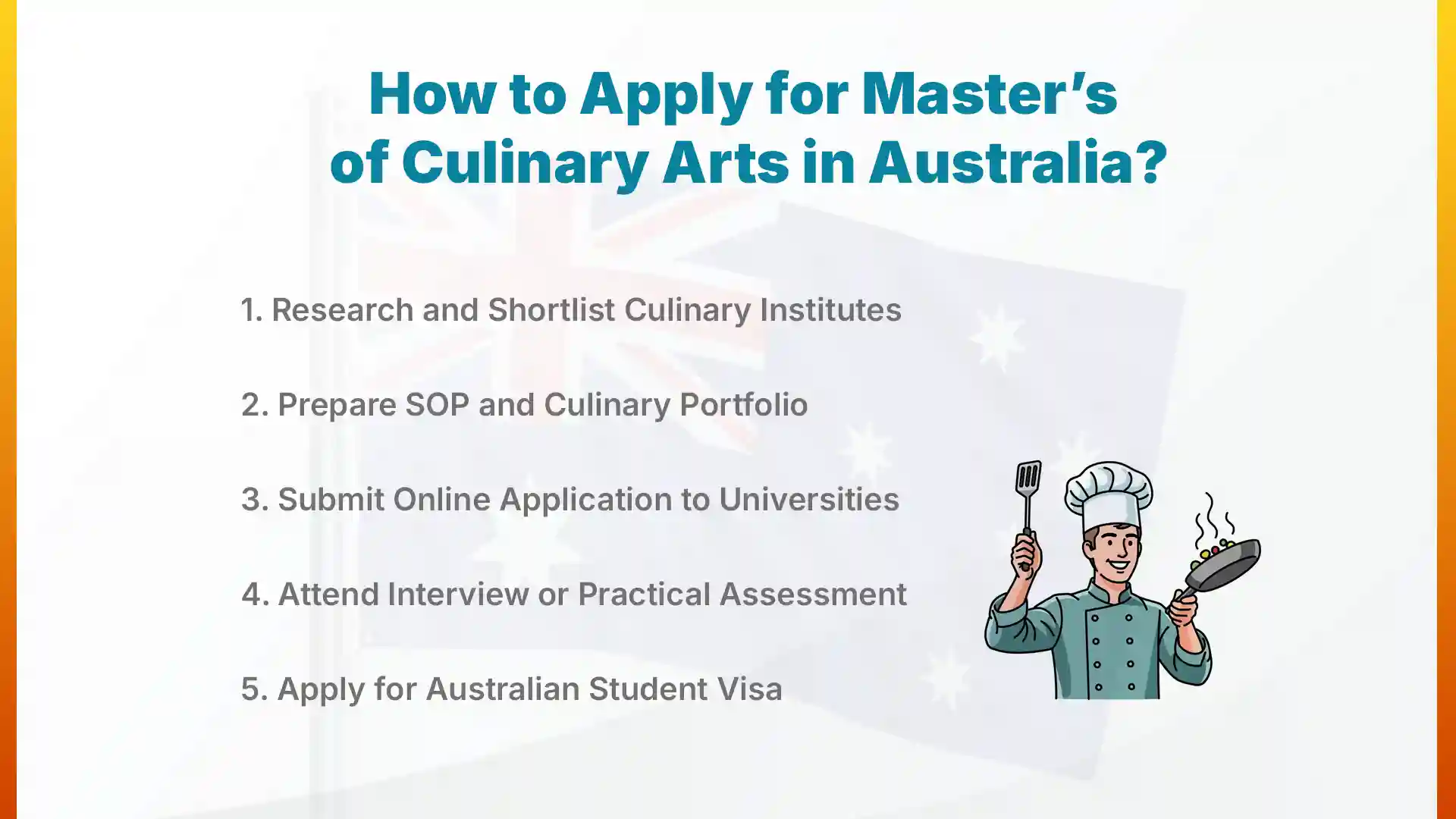 how to apply for masters of culinary arts in Australia