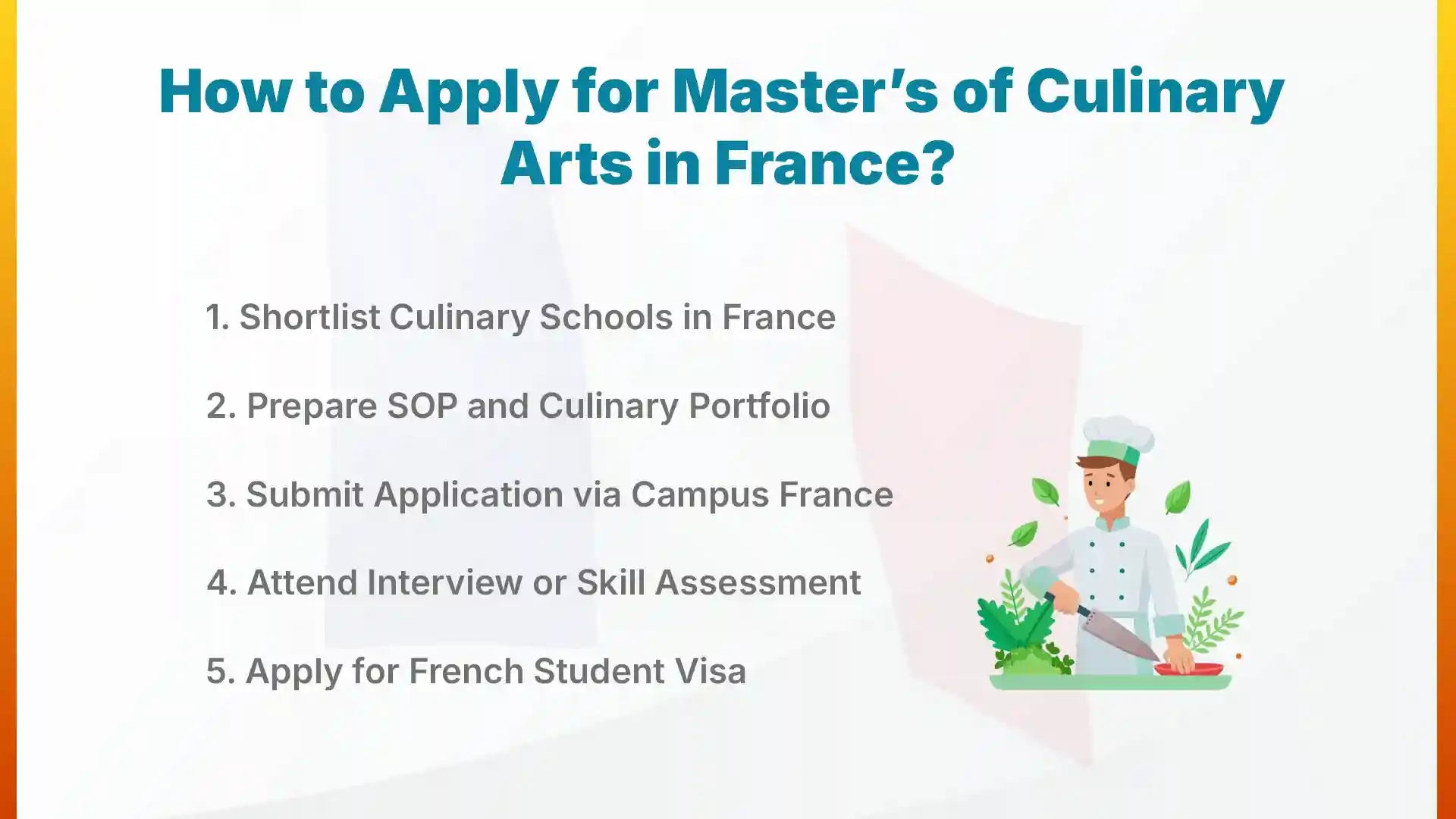 how to apply for masters of culinary arts in france