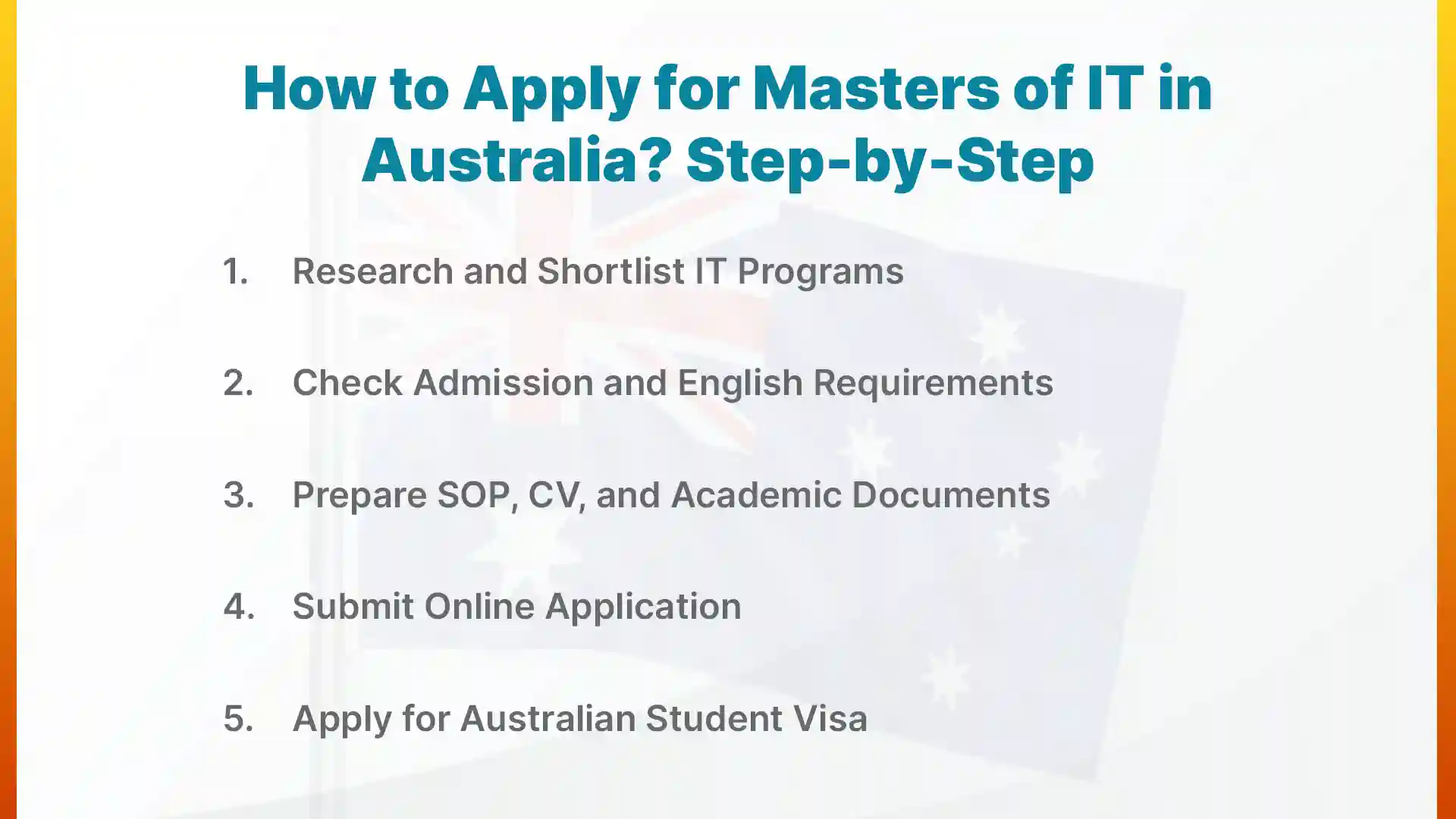 how to apply for masters of it in australia