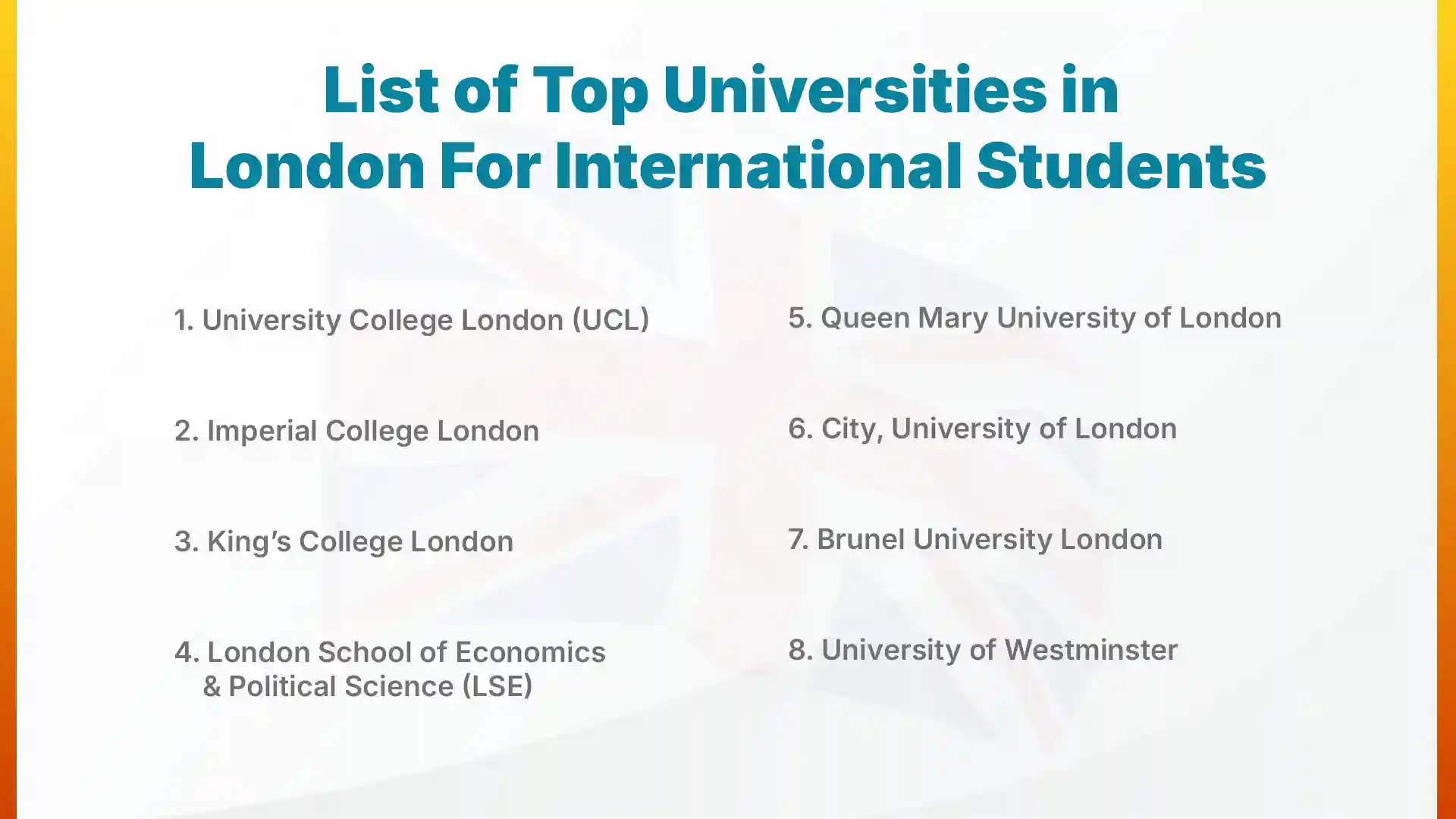 list of top univeristies in london