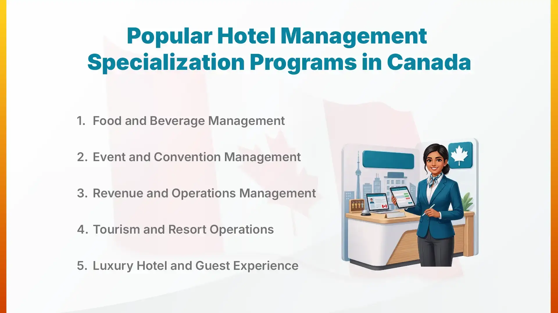 Popular Specializations in Hotel Management in Canada