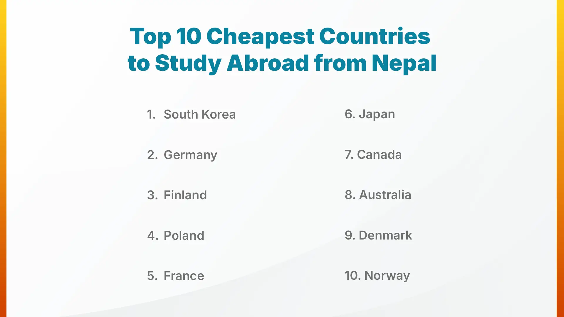 Top 10 Cheapest Countries to Study Abroad from Nepal