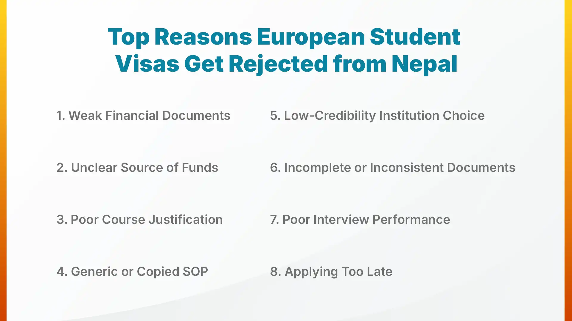 Top Reasons European Student Visas Get Rejected from Nepal