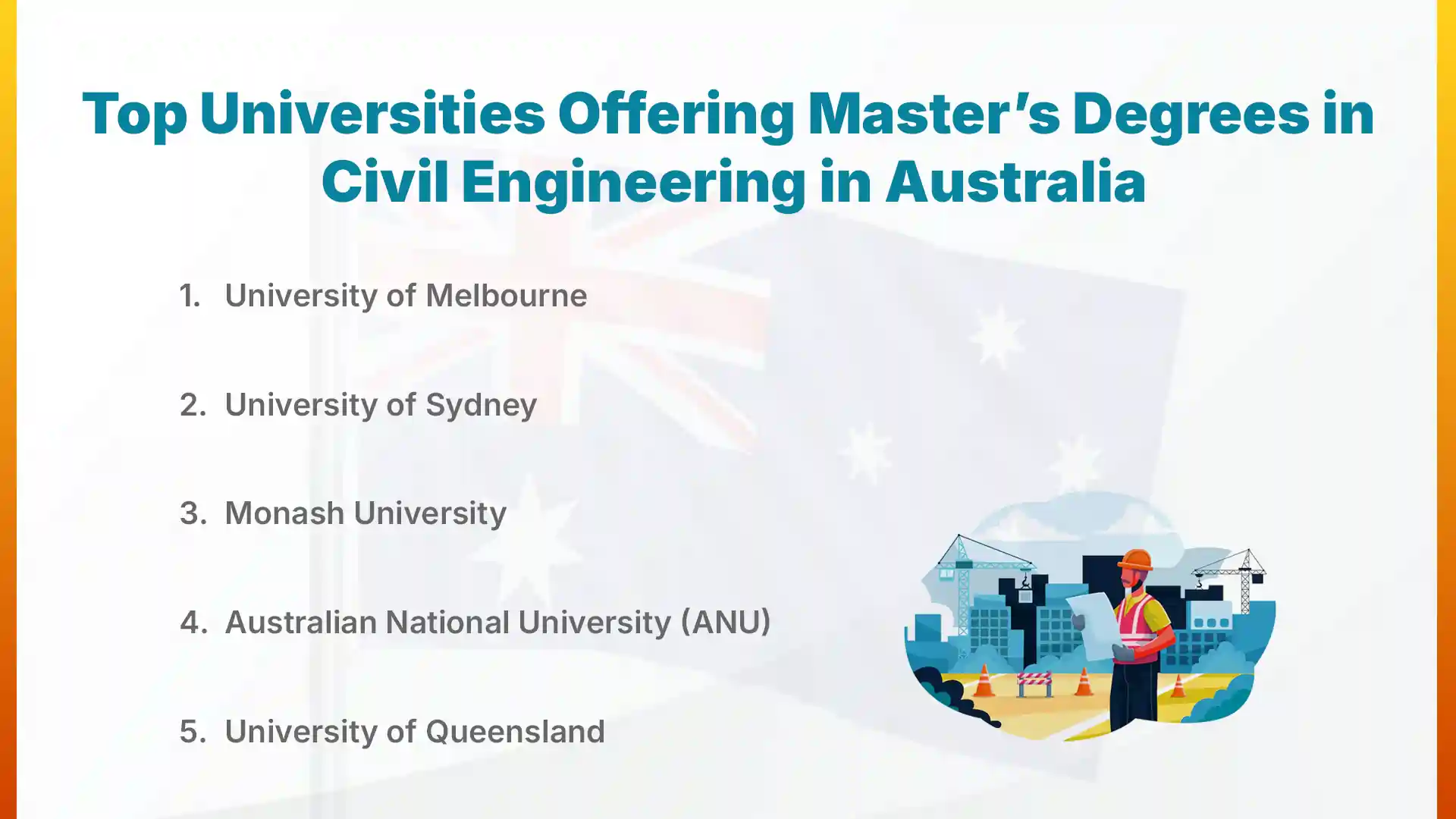 top universities offering masters degrees in civil engineering in australia