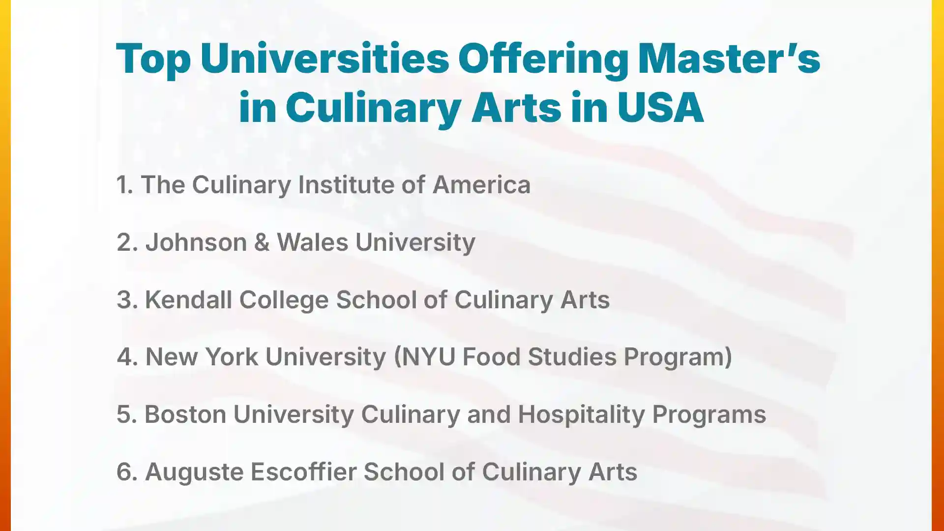 top universities offering masters in culinary arts in usa