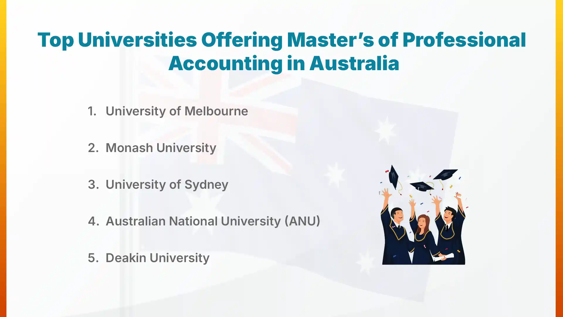 top universities offering masters of professional accounting in australia