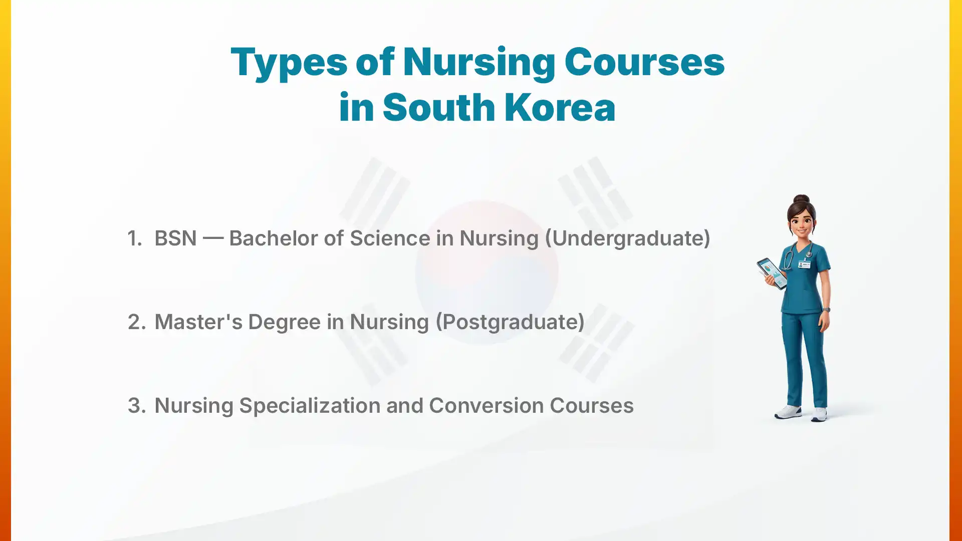 Types of Nursing Courses in South Korea for International Students