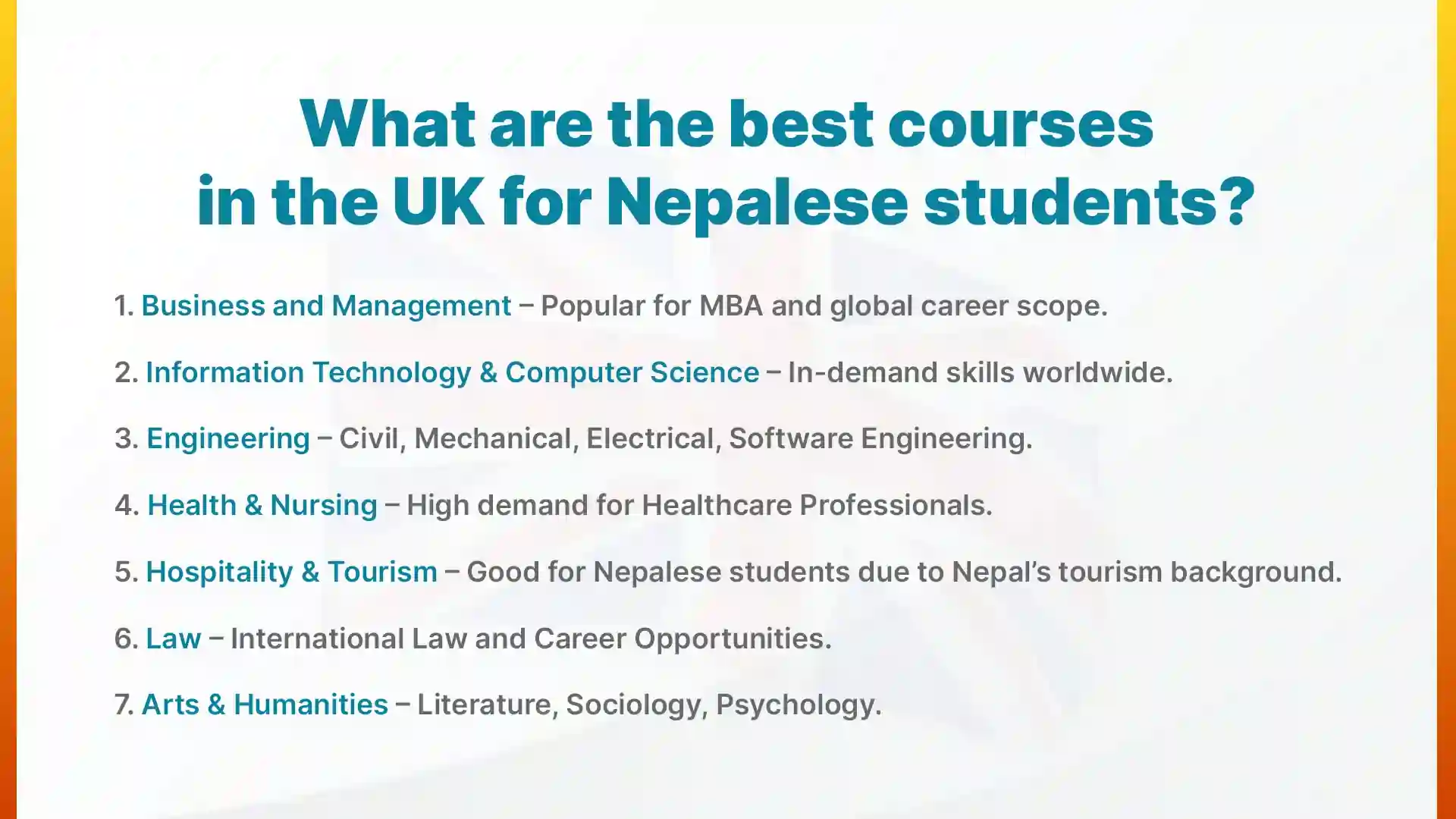 what are the best courses in the uk for nepalese students