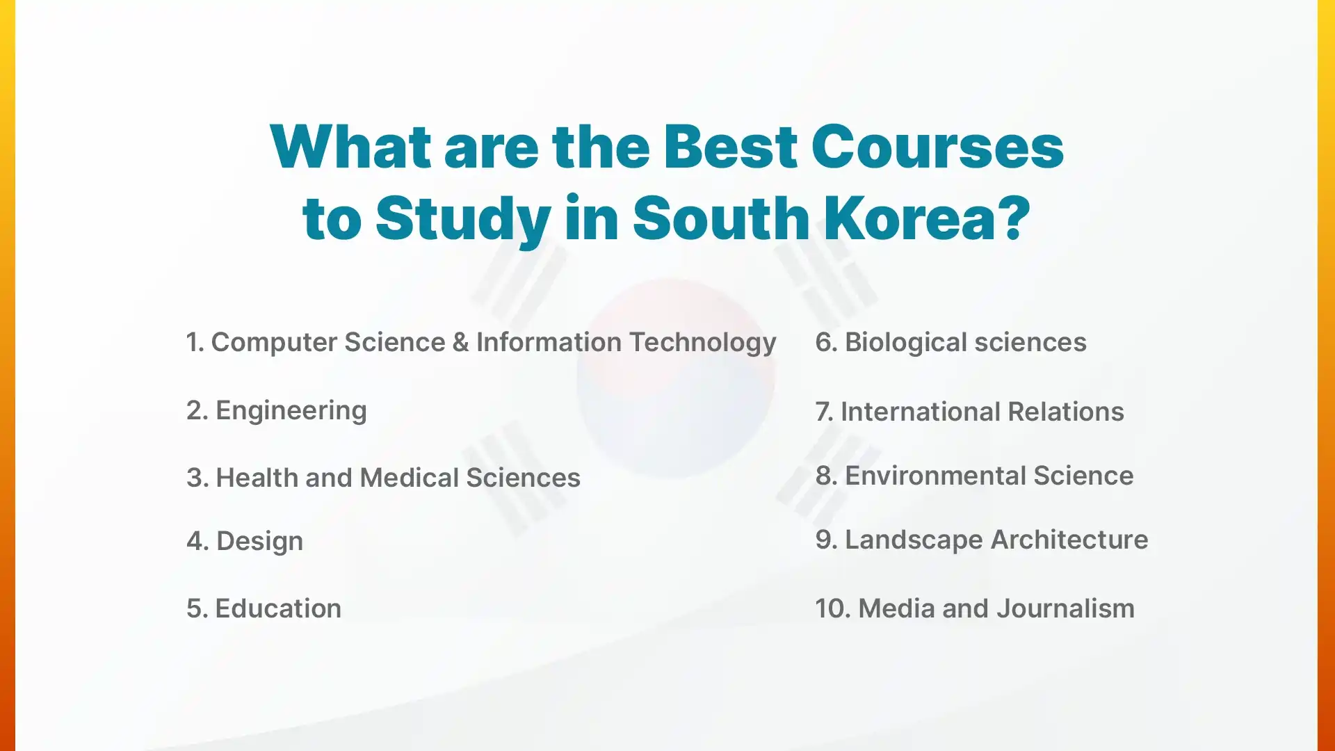 what are the top courses to study in south korea