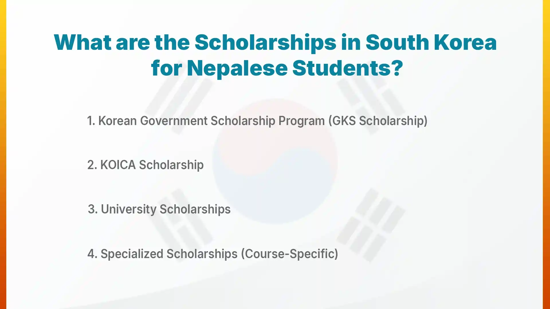 What are the Scholarships in South Korea for Nepalese Students?