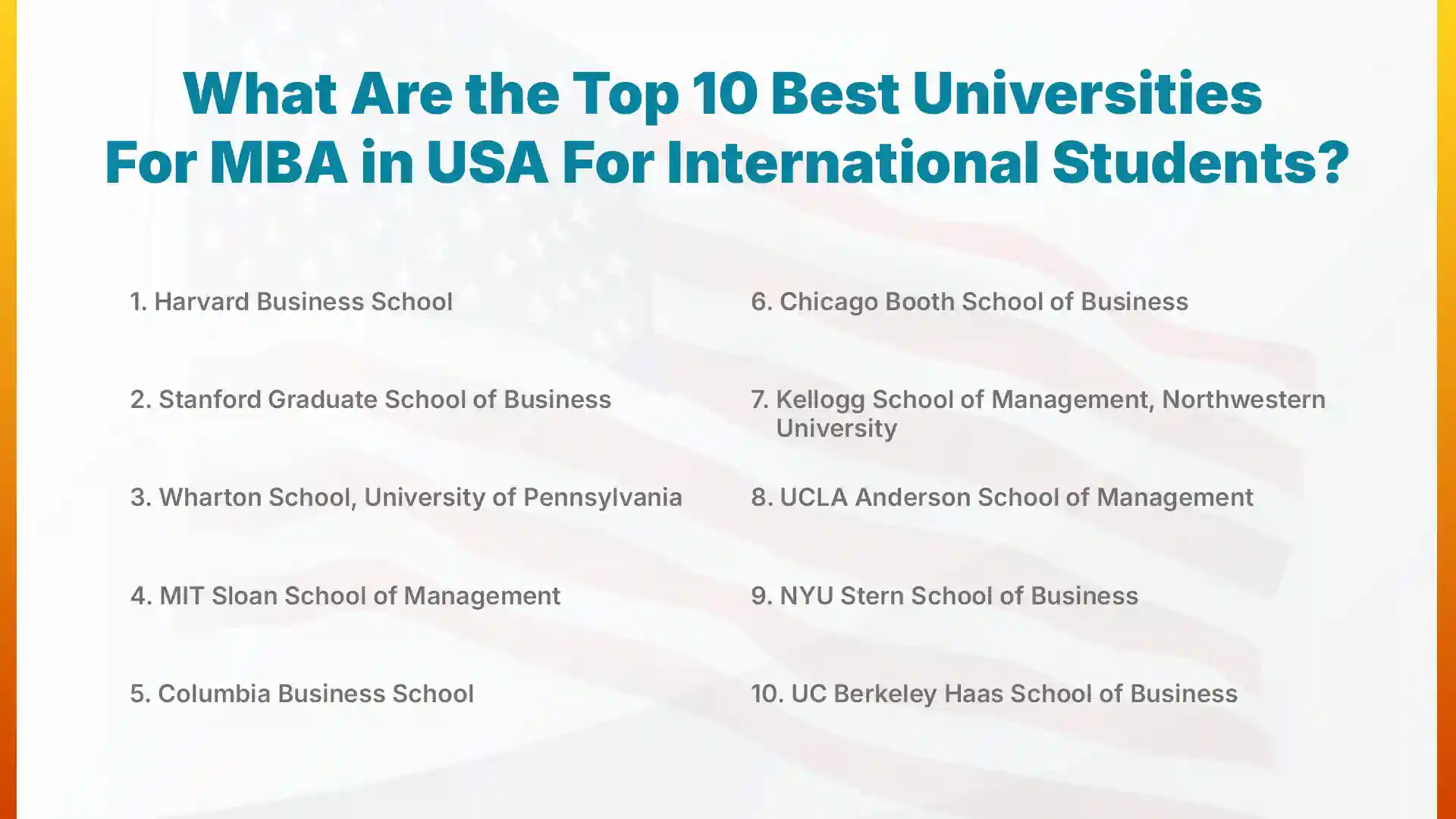 what are the top 10 best universities for mba in usa