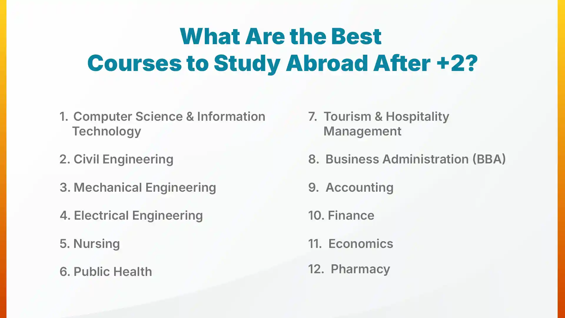 What Are the Best Courses to Study Abroad After +2