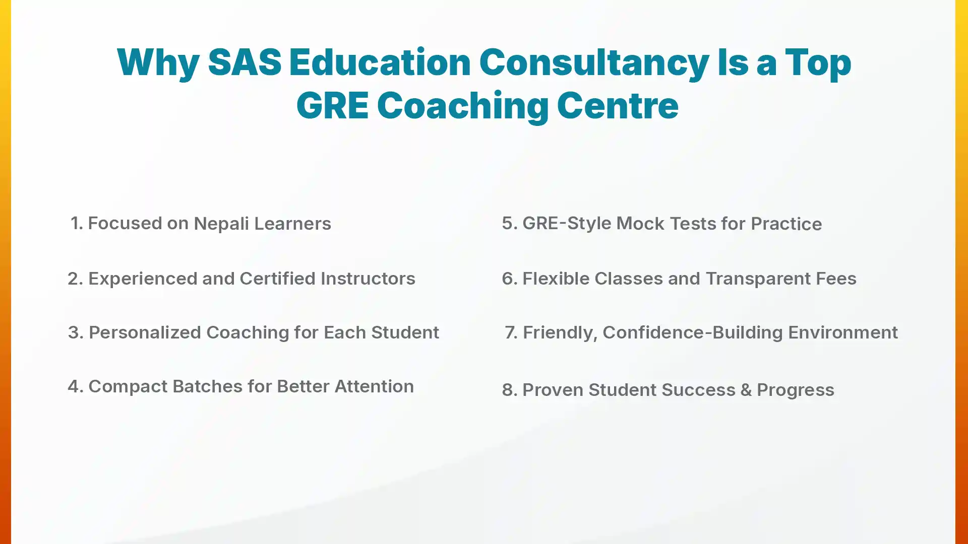 Why SAS Education Consultancy is the Best GRE Preparation Institute in Kathmandu
